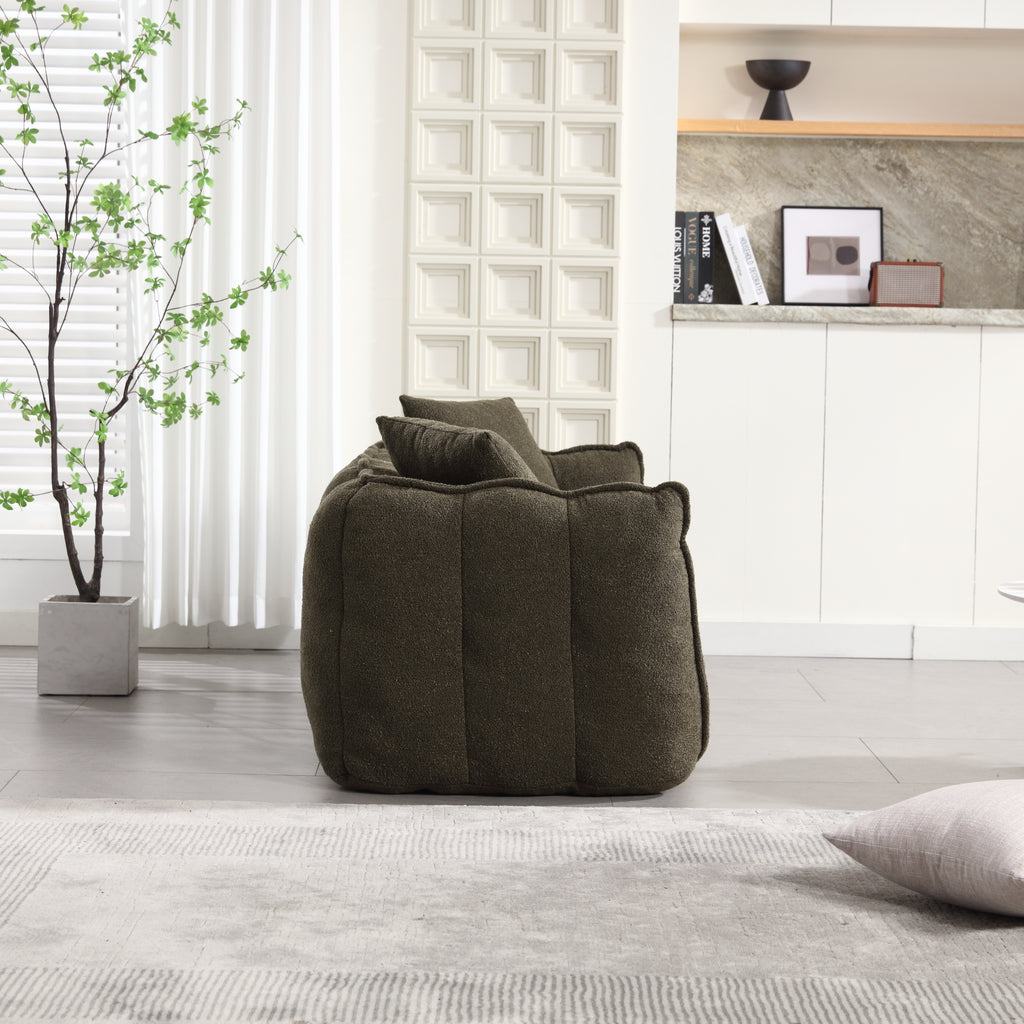 Cozy Beanbag Chair with High Resilience Foam Core for Two - Olive Green Chenille, 66x35x25 inches - Grand Goldman Shop
