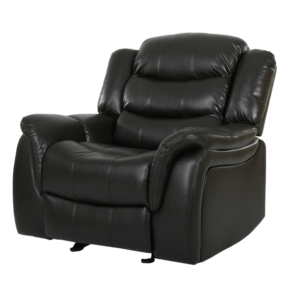Classic Design Black Berry PU Upholstery Glider Recliner Chair with Spacious Comfort and Durable Construction - Grand Goldman Shop