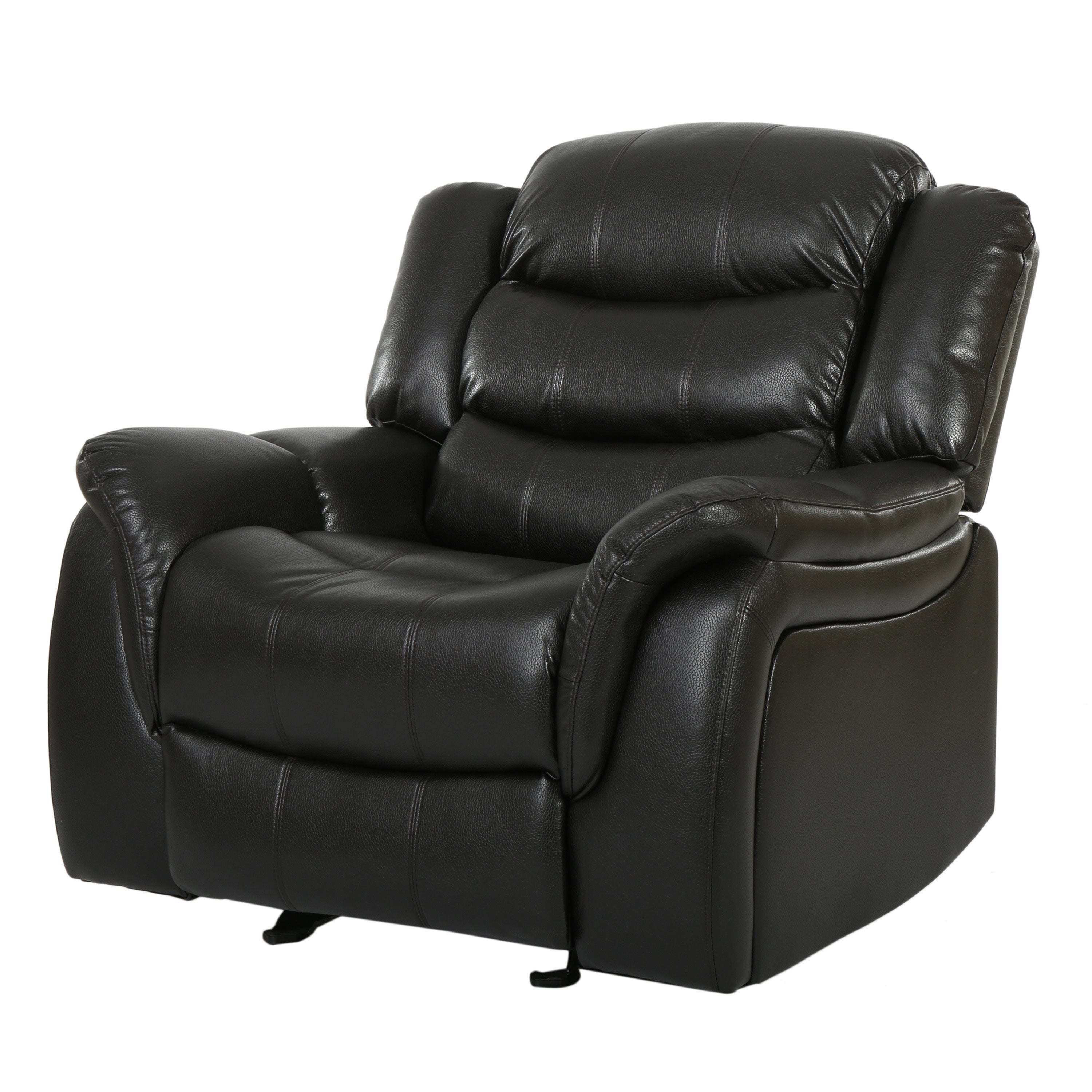 Classic Design Black Berry PU Upholstery Glider Recliner Chair with Spacious Comfort and Durable Construction - Grand Goldman Shop