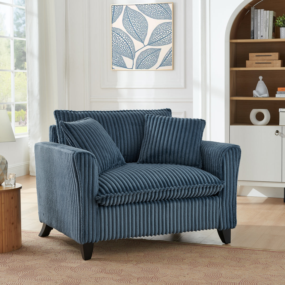 Lazy sofa chair, comfortable single-person sofa chair, with a backrest and soft seat cushion, having armrests on both sides, suitable for living room and bedroom - Blue - Grand Goldman Shop