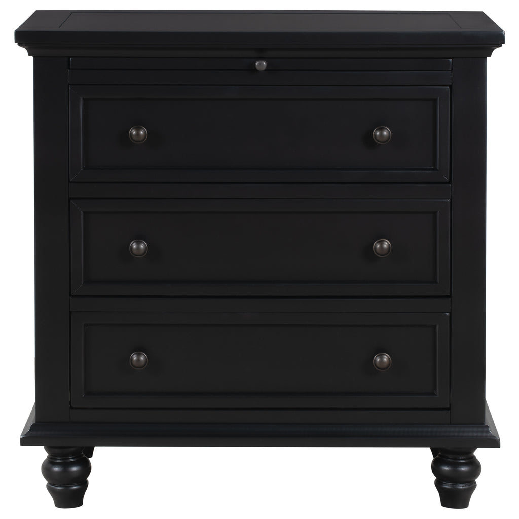 U_STYLE 27.6'' Painted Nightstand with pull-out tray, Fashion Bedside Cabinet with 3 Drawers, Minimalist Sofa Side Table with rubber legs and Metal handle for Bedroom Sofa Couch Office - Grand Goldman Shop