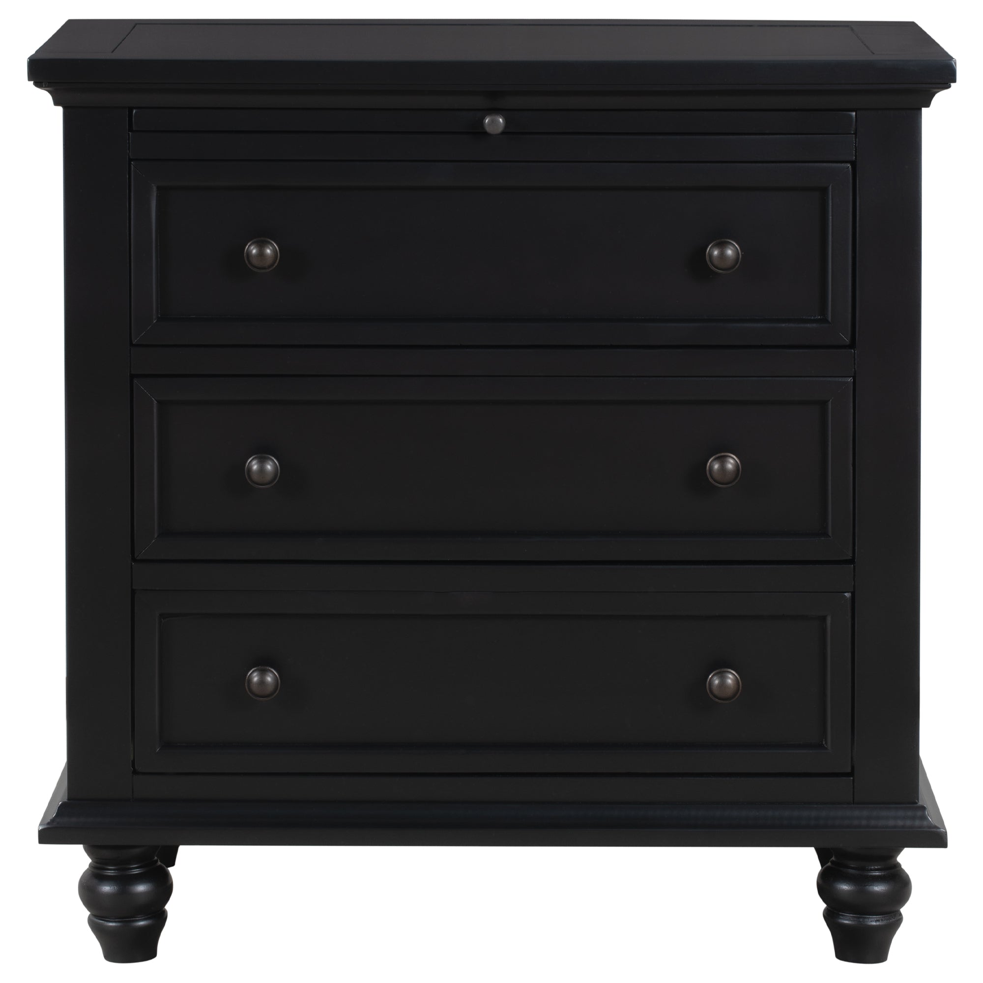 U_STYLE 27.6'' Painted Nightstand with pull-out tray, Fashion Bedside Cabinet with 3 Drawers, Minimalist Sofa Side Table with rubber legs and Metal handle for Bedroom Sofa Couch Office - Grand Goldman Shop