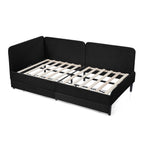 Black Velvet Twin Upholstered Platform Bed Frame with 2 Storage Drawers and Adjustable Sofa Bed - Grand Goldman Shop