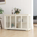 Kitchen Storage Stand Cupboard With Glass Door-White - Grand Goldman Shop