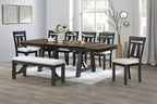 Cottage Style 1pc Upholstered Seat Wheat Charcoal Finish Bench Dining Room Bedroom Wooden Furniture Standard Height - Grand Goldman Shop