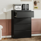 4 Drawer Lateral File Cabinet, Heavy Duty Metal Filing Cabinet in Black, Eco-Friendly Cold-Rolled Steel, 35.4 Inch Wide for H