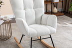 050-Teddy Fabric Rocking Gilder Nursery Chair For Living Room Indoor,Ivory - Grand Goldman Shop