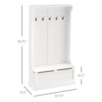 HOMCOM 38' 3-In-1 Entryway Hall Tree with Storage Bench, Coat Rack with Four Hooks and Shoe Storage, White - Grand Goldman Shop