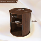 Mid Century Modern Cylinder End Table with Built-in Charging Station & Sliding Door, 2-Tier Storage Round Nightstand with USB Ports, Walnut Bedside Table for Living Room, Bedroom, Entryway - Grand Goldman Shop