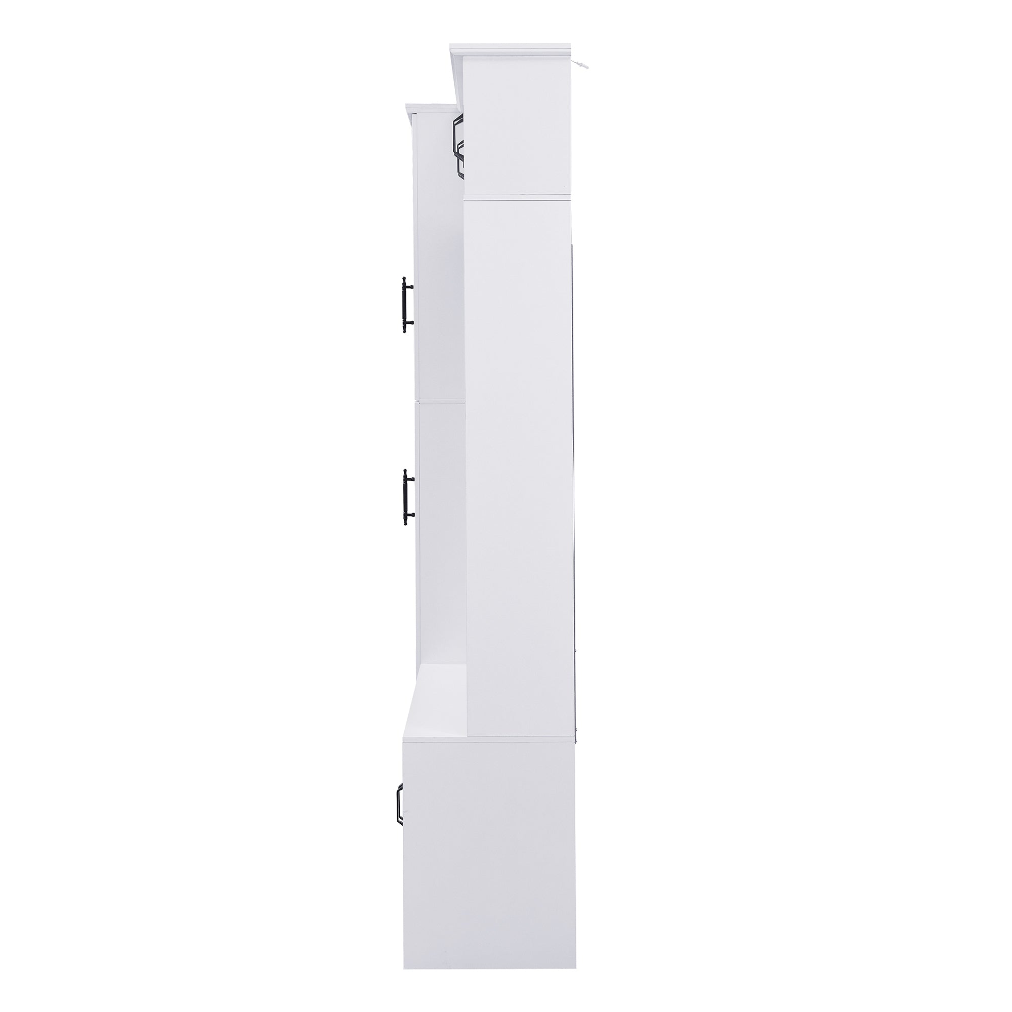VIBE HAUS 79'' Tall Modern Hall Tree with Shoe Storage, 4-in-1 Entryway Bench with 6 Cabinets, 4 Coat Hooks & Adjustable Shelf for Hallway, living room, White - Grand Goldman Shop