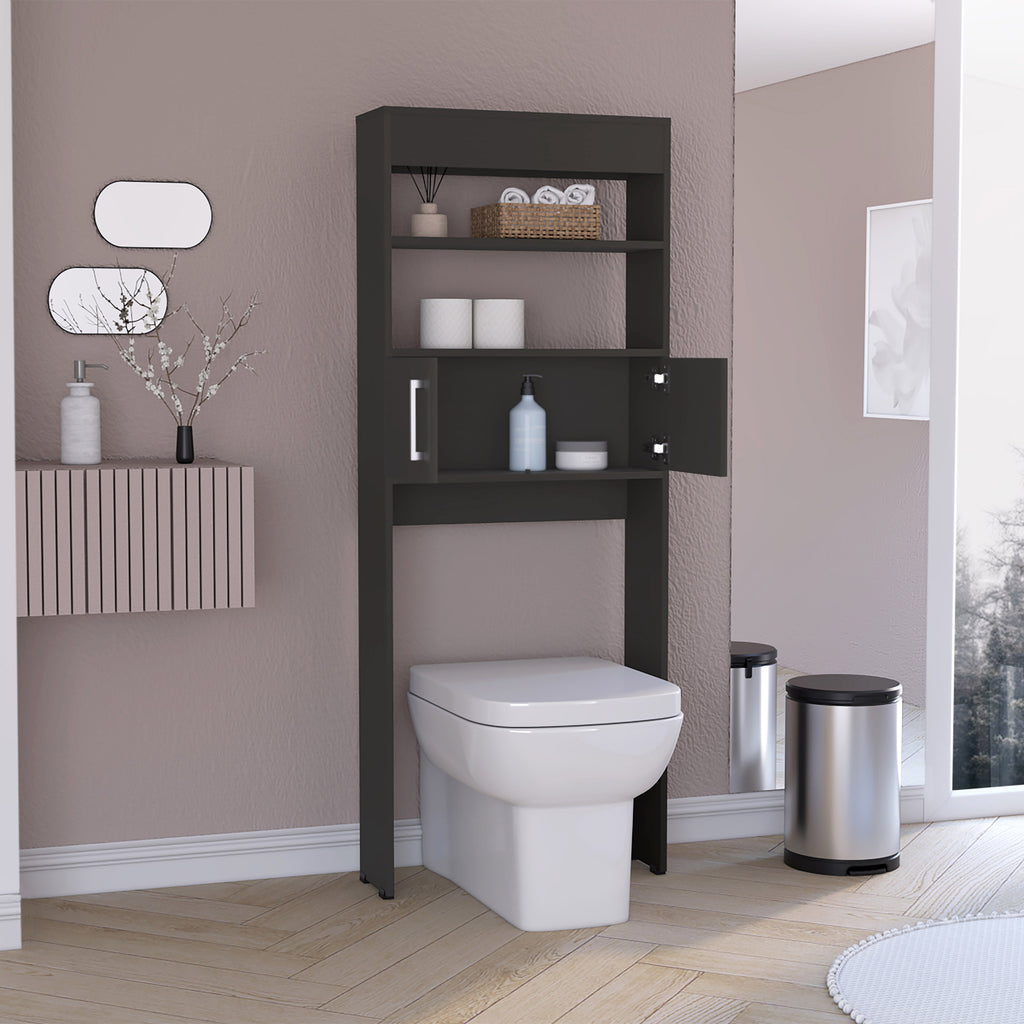 Madrid  Over The Toilet Cabinet, Double Door, Two Shelves -Black - Grand Goldman
