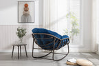 Outdoor Rattan Rocking Chair,Padded Cushion Rocker Recliner Chair Outdoor for Front Porch, Living Room, Patio, Garden, Navy Blue - Grand Goldman Shop