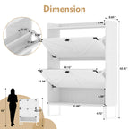 Shoe Cabinet with 2 Flip Drawers,Shoe Storage Cabinet for Entryway,Freestanding Shoe Cabinet Organizer with Open Storage,Narrow Farmhouse Shoe Rack with Metal Corner Decoration Legs,White - Grand Goldman Shop