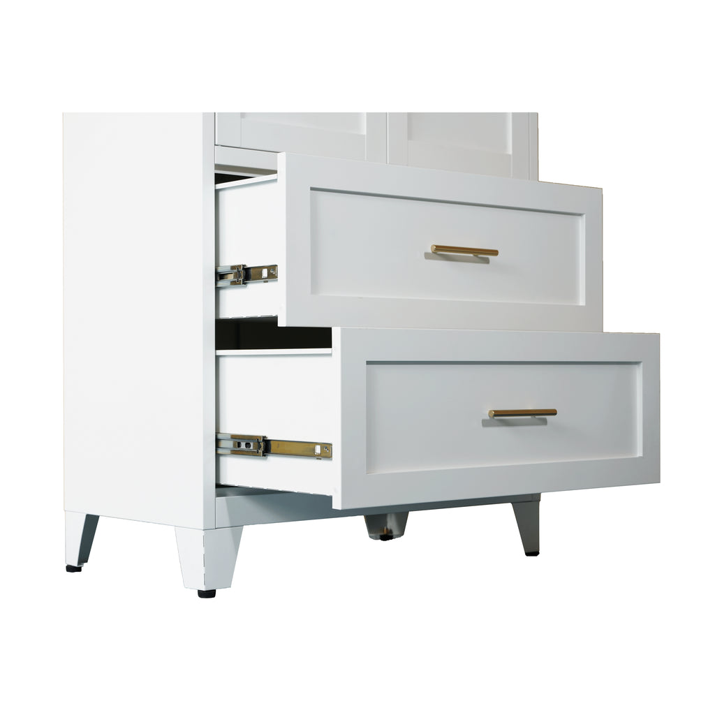 71' Tall Metal Wardrobe Cabinet with 2 Drawers and Hanging Rod, 2 Doors Wardrobe Closet with Shelf for Bedroom, Office, Laundry Room,Entryway ,Foyer,Guesthouse (White) - Grand Goldman Shop