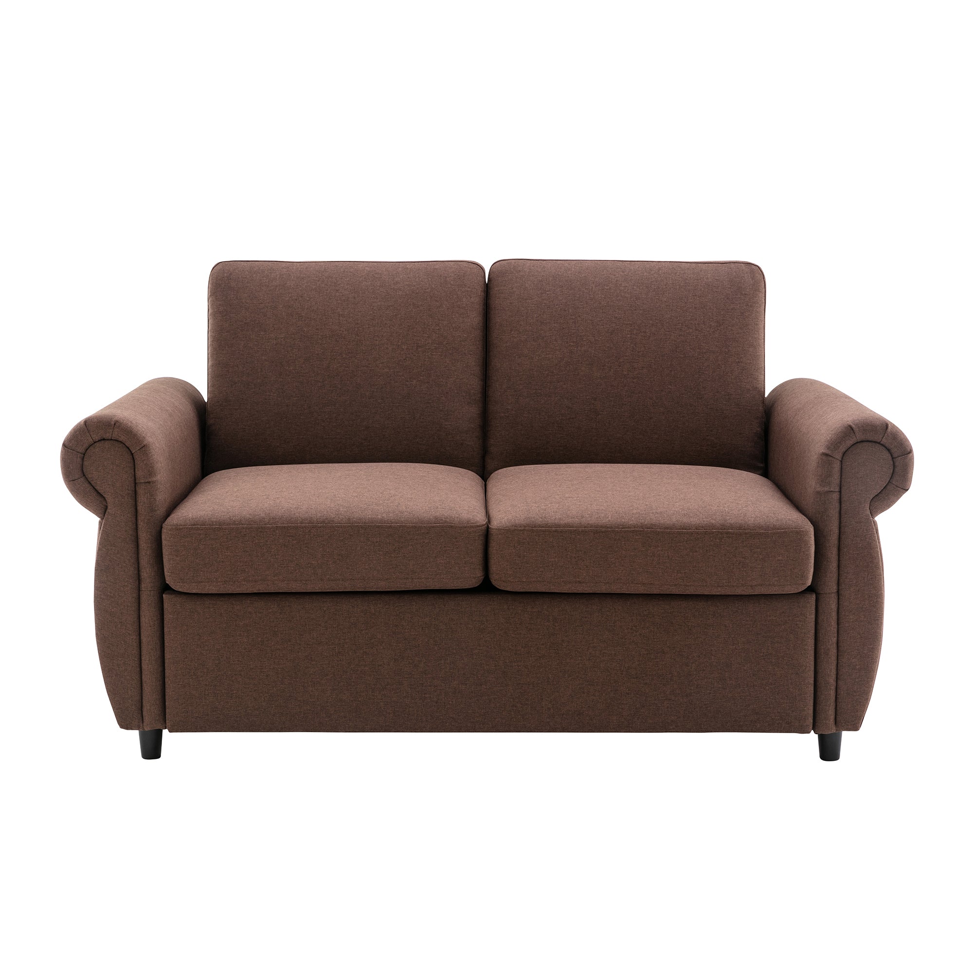 Orisfur Pull Out Sofa Bed Loveseat Sleeper with Twin Size Memory Mattress, USB Ports, Brown Linen, 57.9' - Grand Goldman Shop