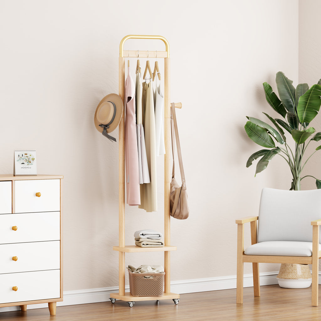 Coat Racks solid wood hanger 15.7* 11.8*71in Solid environmental protection easy to assemble beautiful can be placed in the bedroom/entrance/living room ( wood color) - Grand Goldman Shop