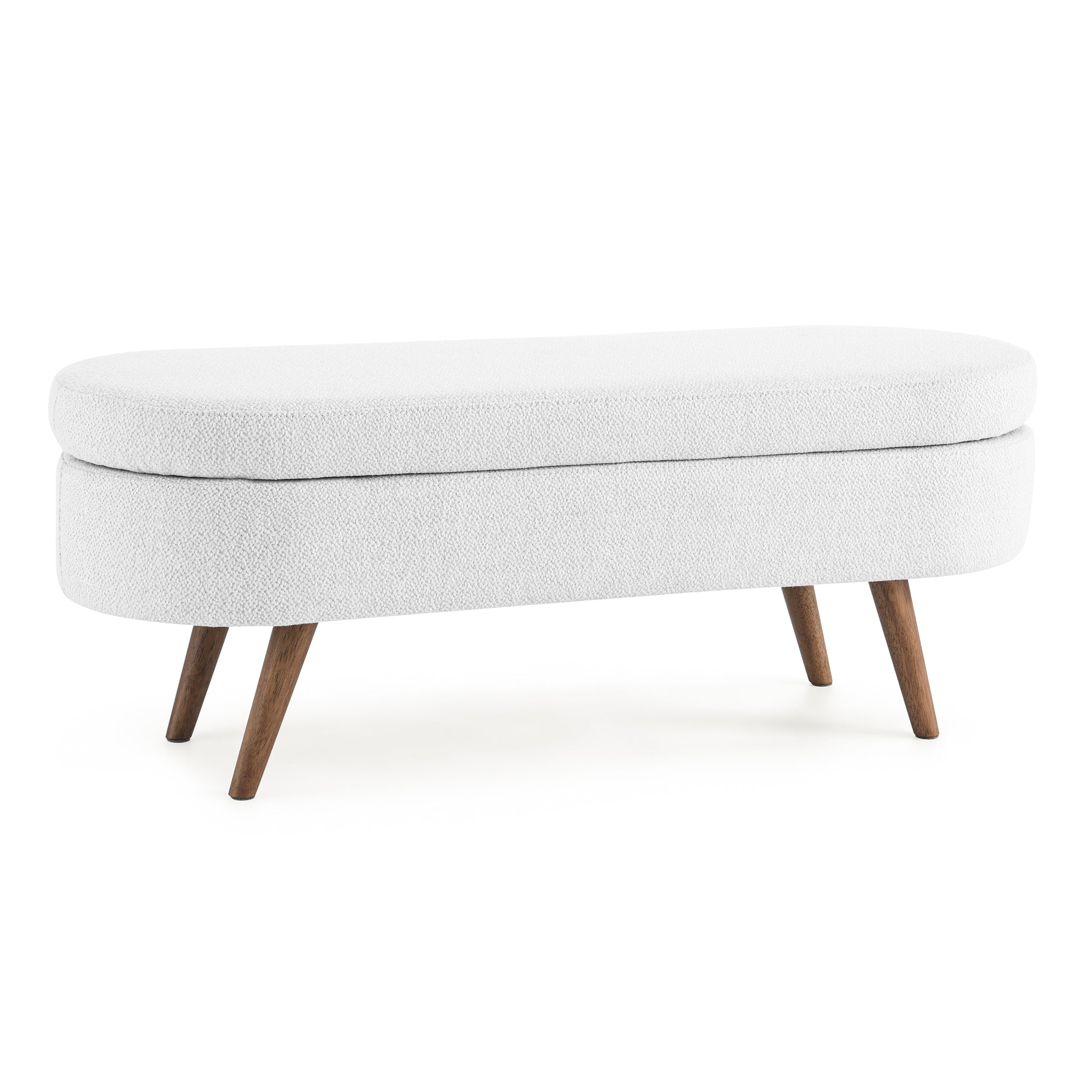 Ottoman Oval Storage Bench,Rubber Wood Legs,White(43.5'x16'x16') - Grand Goldman Shop