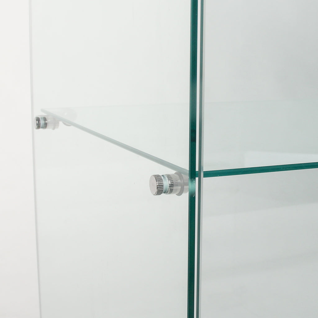 Glass Display Cabinet with 5 Shelves Double Door, Curio Cabinets for Living Room, Bedroom, Office, White Floor Standing Glass