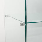 Glass Display Cabinet with 5 Shelves Double Door, Curio Cabinets for Living Room, Bedroom, Office, White Floor Standing Glass