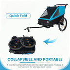 2 in 1 Kids Bike Trailer and Stroller for 1 to 2 Children, Jogging Function, Foldable Compact Storage with Universal Bike Hit