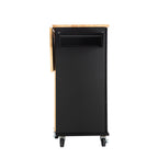 Kitchen Island & Kitchen Cart, Mobile Kitehcn Island with Extensible Rubber Wood Table Top,adjustable Shelf Inside Cabinet for Different Utensils, 3 Big Drawers, with Spice Rack, Towel Rack, Black-Bee - Grand Goldman Shop
