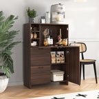 Desk Cabinet, with Storage Drawer & Shelves, Fold-up Desktop, Ideal for Home, Office, Kitchen storage organizer, Dormitory, Small Spaces W31.49'xD13.78'xH47.2' - Grand Goldman Shop
