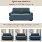 Convertible Sofa Bed 62.75' Loveseat with Adjustable Backrest and USB Ports in Blue Chenille Fabric - Grand Goldman Shop