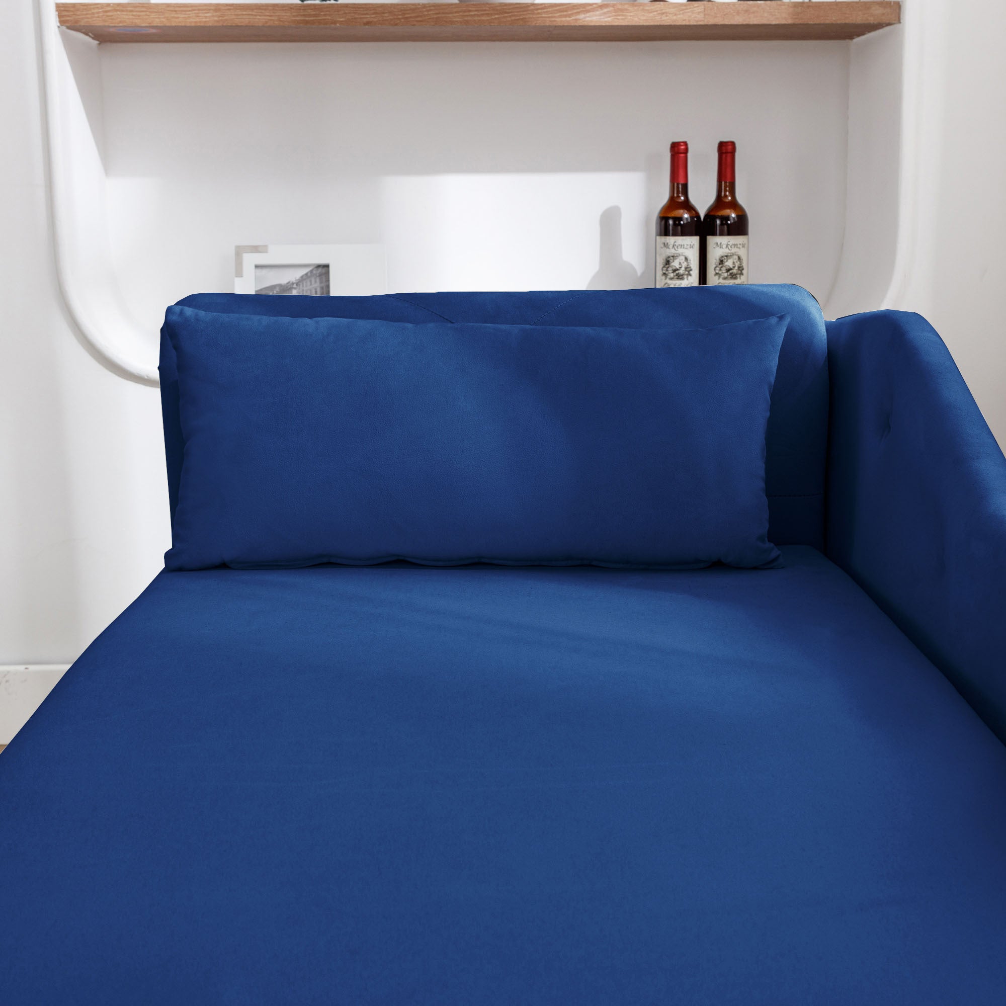 Navy Blue Chaise Lounge Indoor, Velvet Lounge Chair for Bedroom with Storage & Pillow, Modern Upholstered Rolled Arm Chase Lounge for Sleeping with Nailhead Trim for Living Room Bedroom Office - Grand Goldman Shop