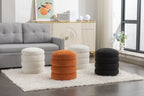 006-Soft Velvet  Round Ottoman Footrest Stool,Ivory - Grand Goldman Shop