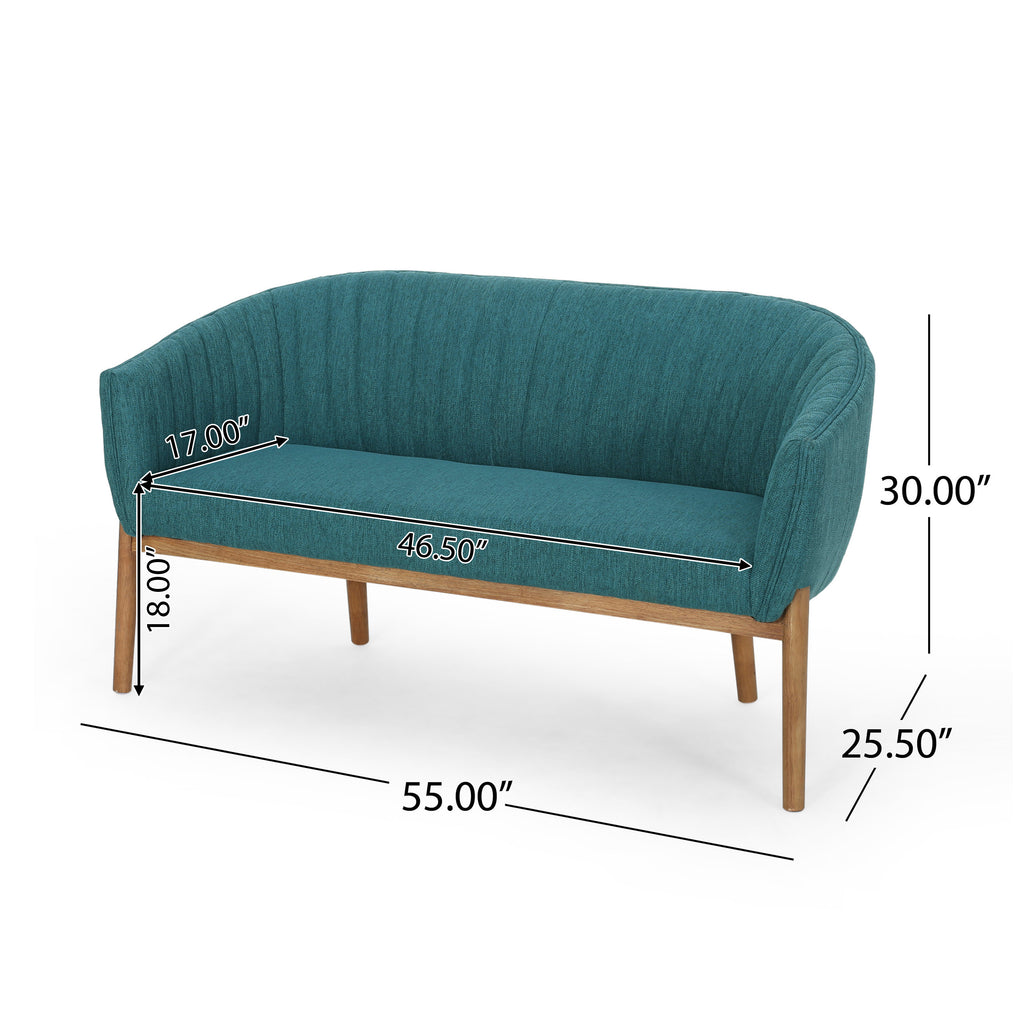 Mid Century Modern Loveseat with Channel Stitched Backrest - Grand Goldman Shop