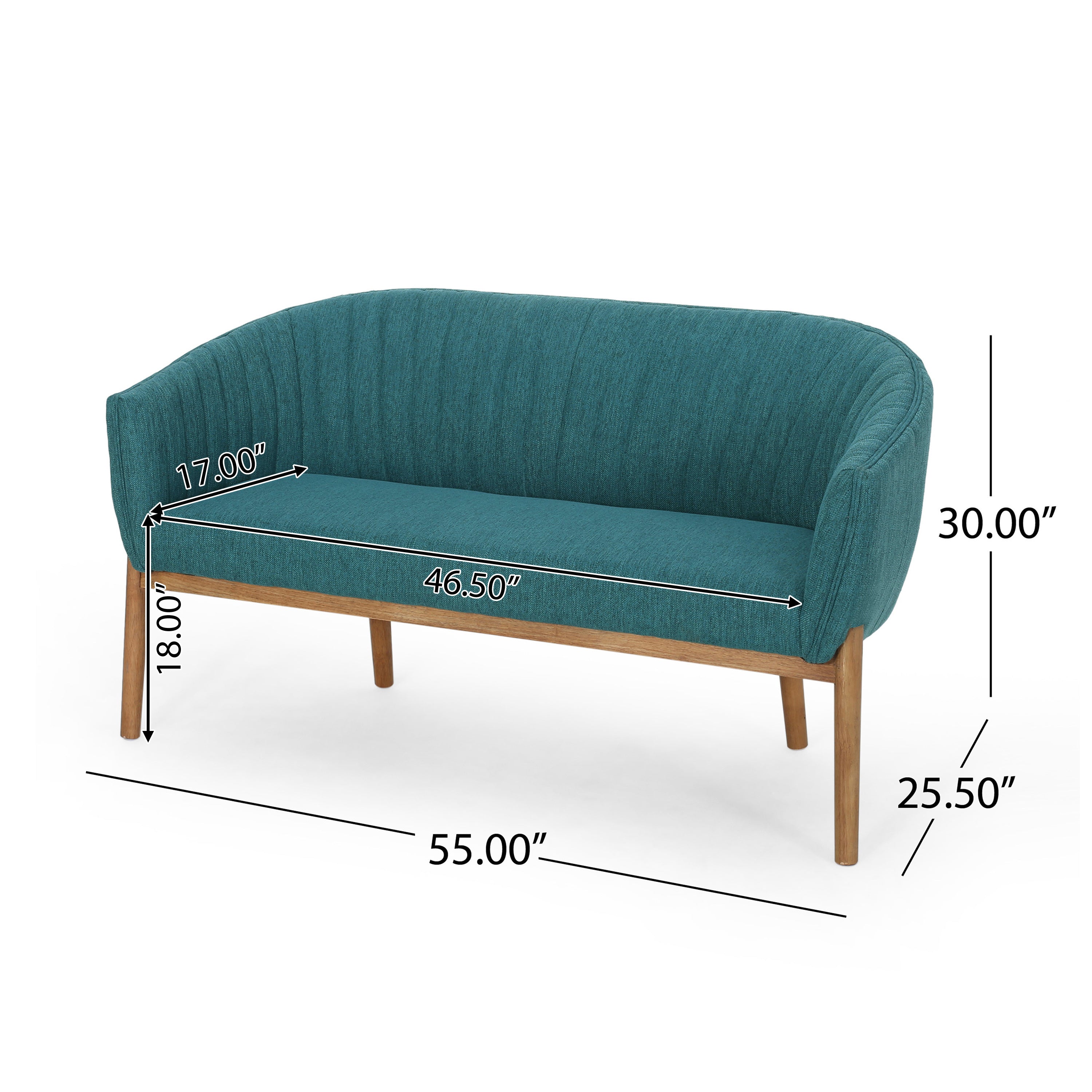 Mid Century Modern Loveseat with Channel Stitched Backrest - Grand Goldman Shop