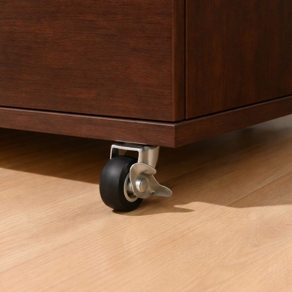 Rustic Dark Brown 5-Drawer Rolling Dresser with Caster Wheels, Wooden Mobile Storage Cabinet for Bedroom, Closet, or Small Space, 30.71' W x 15.83' D x 46.46' H - Grand Goldman Shop