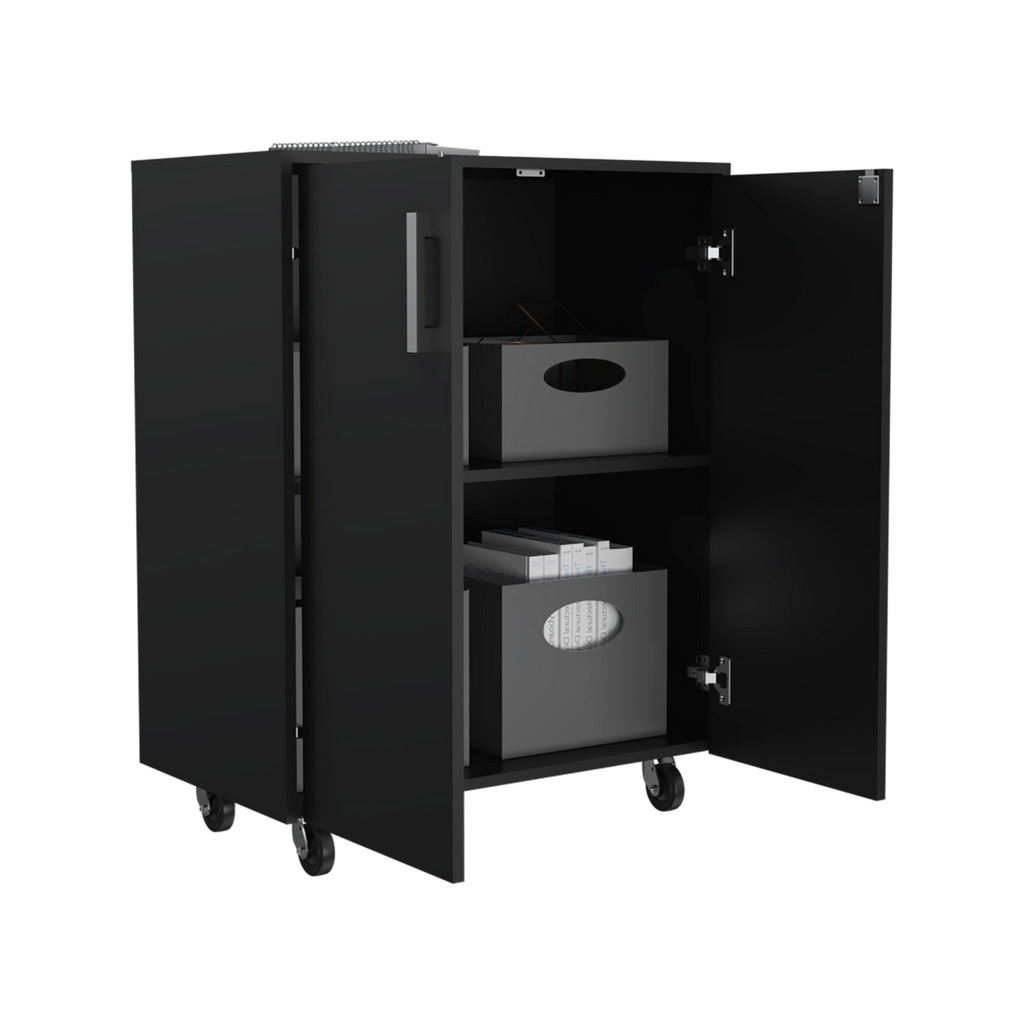 Storage Cabinet Lions, Double Door and Casters, Black Wengue Finish - Grand Goldman