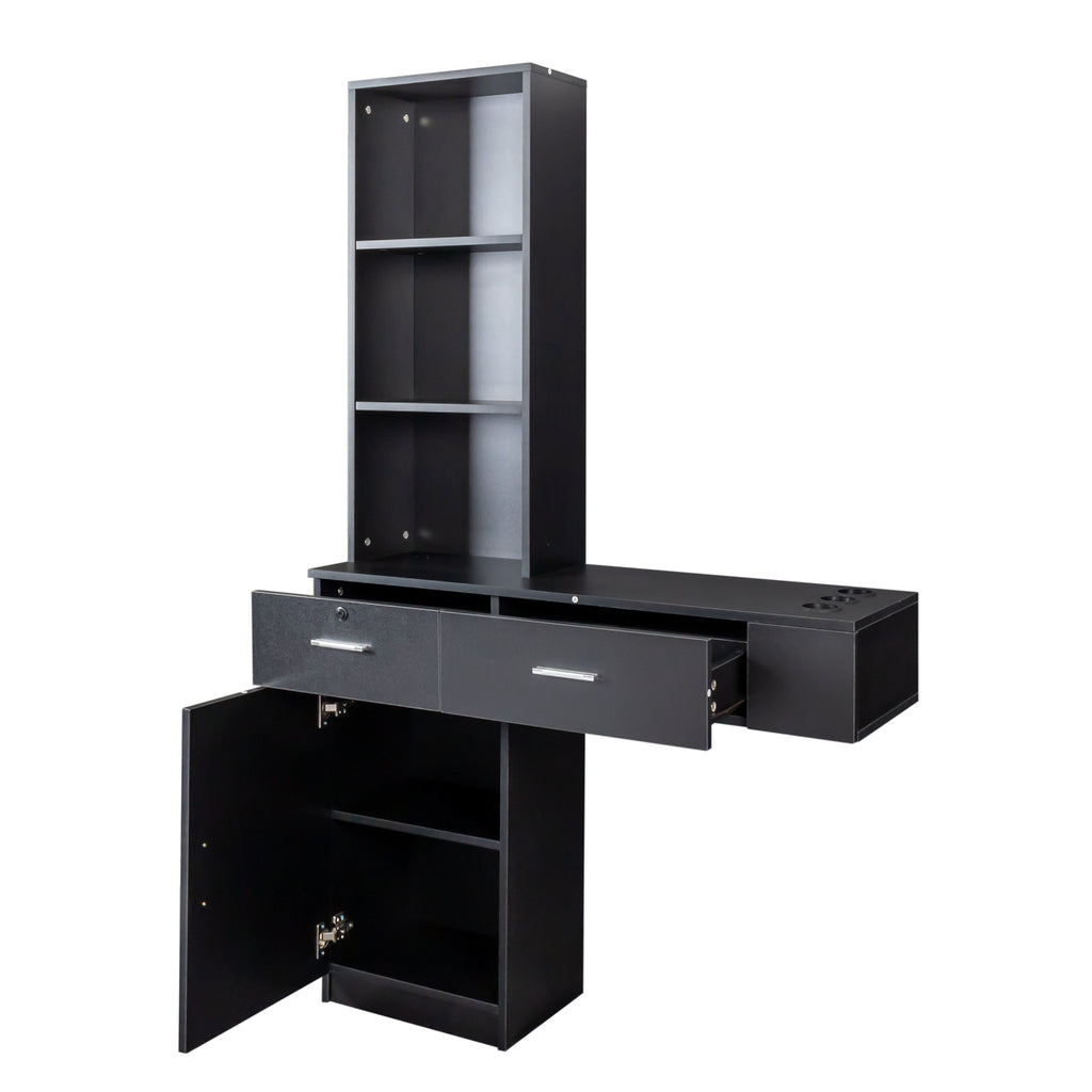 Black modern simple hair desk, multi-layer storage, large storage space - Grand Goldman Shop