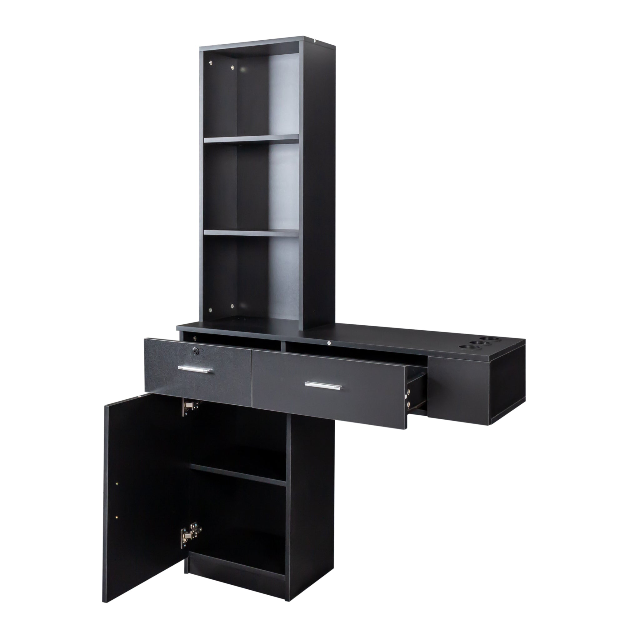 Black modern simple hair desk, multi-layer storage, large storage space - Grand Goldman Shop