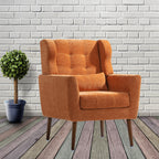 Modern Accent Chair,Chenille Arm Chairs for Living Room,Upholstered Mordern Armchair,Comfy Soft Padded Lounge Chair in Small Space, Bedroom, w/Pillow, Solid Wood Leg (Orange) - Grand Goldman Shop
