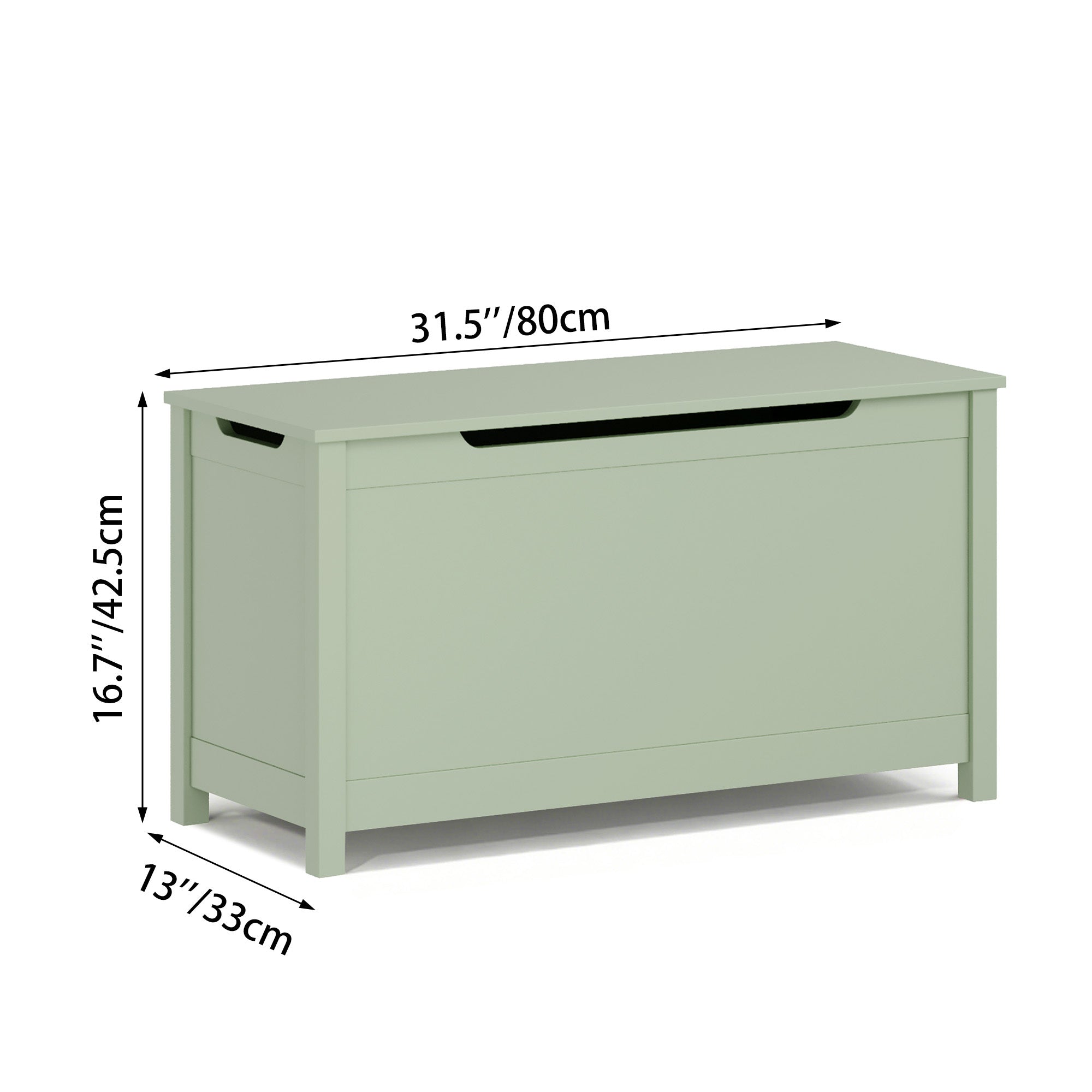 Kids Wooden Toy Box Storage with Safety Hinged Lid for Ages 2+ (Sage) - Grand Goldman