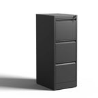 SteelCraft 3 Drawer Metal Vertical File Cabinet with Lock, Black, Steel, 15.16x17.72x40.39 inches | Premium Home Decor - Gran