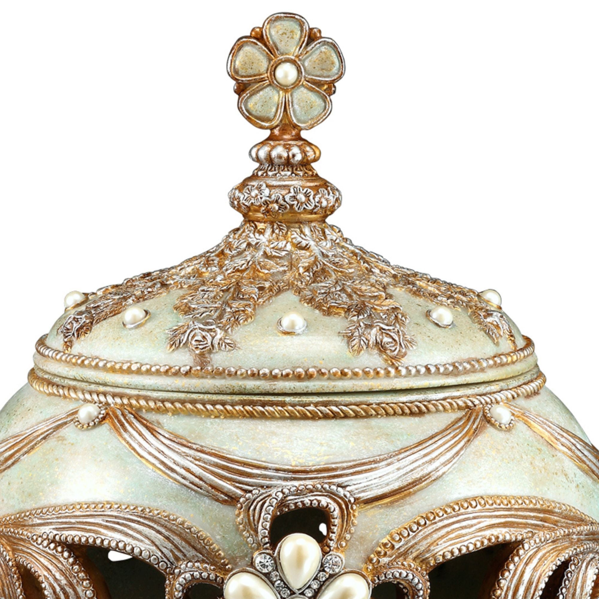 11.25' Tall Polyresin Decorative Jewelry Box, Vintage Rose Design - Grand Goldman Shop