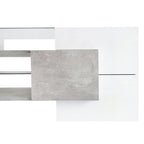 ON-TREND Unique Shape TV Stand with 2 Illuminated Glass Shelves, High Gloss Entertainment Center for TVs Up to 88', Versatile TV Cabinet with LED Color Changing Lights for Living Room, Grey - Grand Goldman Shop