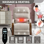 Power Beige Chenille Lift Recliner Chair Dual Motor Infinite Position Up to 350 LBS with Solid Wood Armrests, Heat Massage and Heavy Duty Motion Mechanism - Grand Goldman Shop