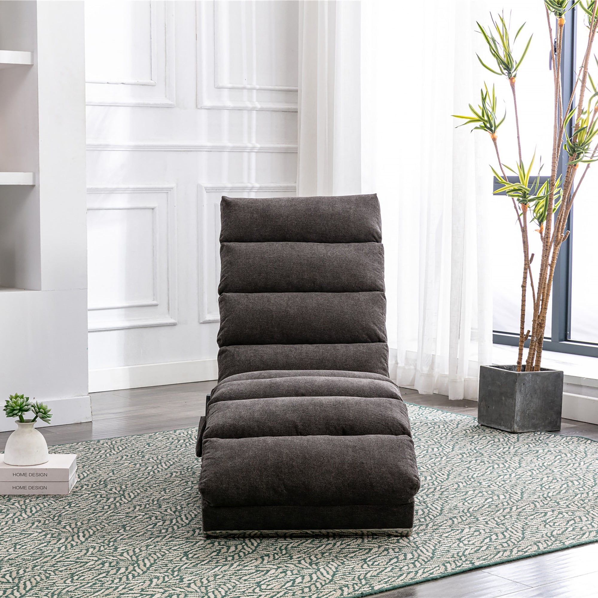 Ergonomic Linen Massage Chaise Lounge with Remote Control, Dark Gray, Electric Massage Lounger with 5 Modes - Grand Goldman Shop