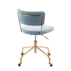 Contemporary Task Chair in Gold Metal and Light Blue Velvet | Premium Home Decor - Grand Goldman