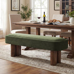 Indoor Green Fabric Dining Bench with Walnut Color Legs, 60.04'L Upholstered Seating for Kitchen, Dining Room and Living Space,250lbs Capacity - Grand Goldman Shop
