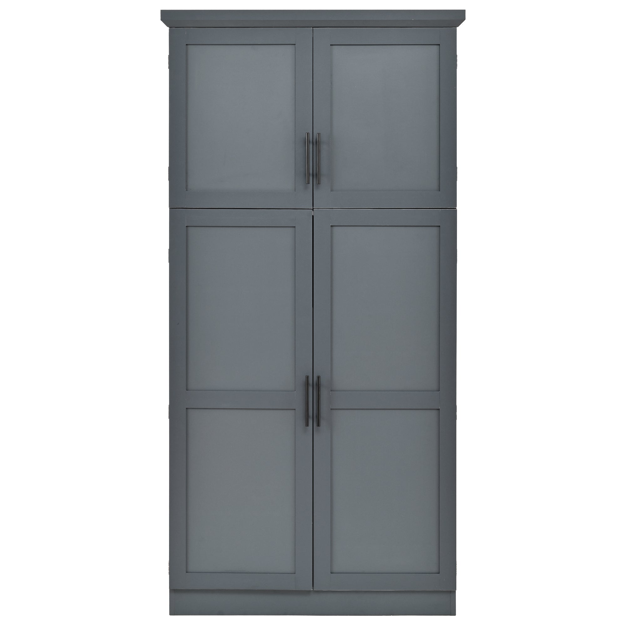 [Assembly Video Provided] TOPMAX 35.5x17.6x70.9inch Freestanding Kitchen Pantry Cabinet, Tall Storage Cabinet with 4 Doors, 2 Door Shelves, 8 Pull-out Trays and Adjustable Shelf for Dining Room, Gray - Grand Goldman Shop