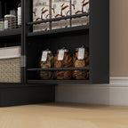 HOMCOM 41' Kitchen Pantry Storage Cabinet, Freestanding Kitchen Cabinet with 12 Door Shelves, Double Doors, 5-tier Shelving and Adjustable Shelves, Black - Grand Goldman Shop