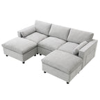 [VIDEO]86.5'' Chenille Modular Sectional Sofa with Storage Pockets, 5 Seat U Shaped Couch Set with Pillows,Free Combination,Modern Cloud Sofa with 2 Movable Ottoman for Living Room,Apartment,3 Colors - Grand Goldman Shop