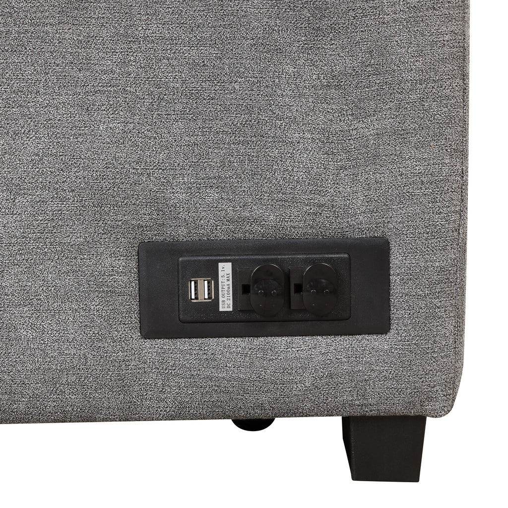 Modern Sleeper Sofa Bed with Storage Ottoman, Gray Linen, 84.75' L Shape Couch for Living Room or Apartment - Grand Goldman Shop