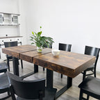 Modern Farmhouse Extendable Dining Room Table with Retractable Design in Deep Rustic Brown, Engineered Wood, 78.74 inches - Grand Goldman Shop