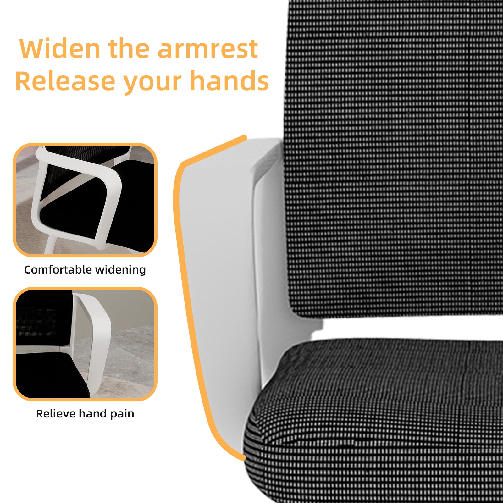 Minimalist Modern Office Chair with Metal Frame, Soft Mesh Backrest, Comfortable Polyurethane Cushion, White+Black, Suitable 